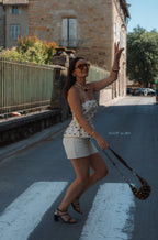 Linéa – Short en coton bouton croisé