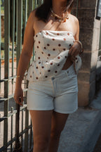 Linéa – Short en coton bouton croisé