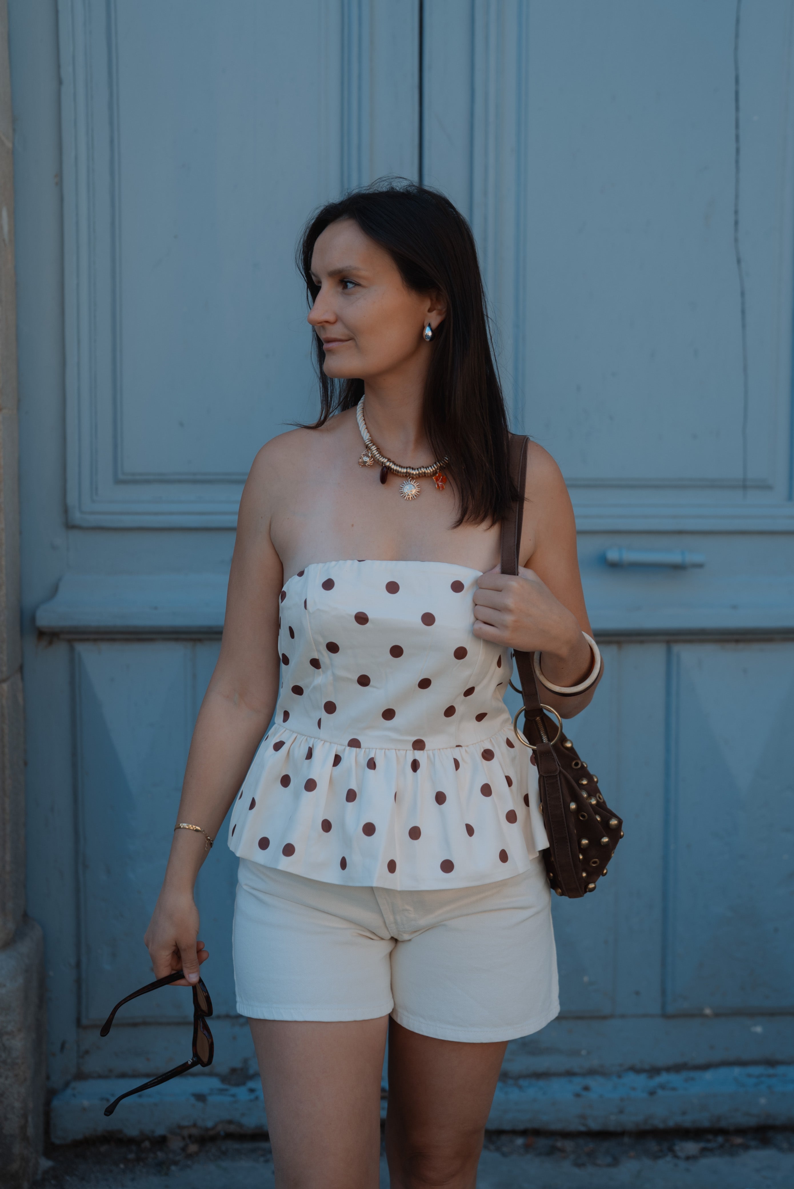Luna - Haut bustier à pois