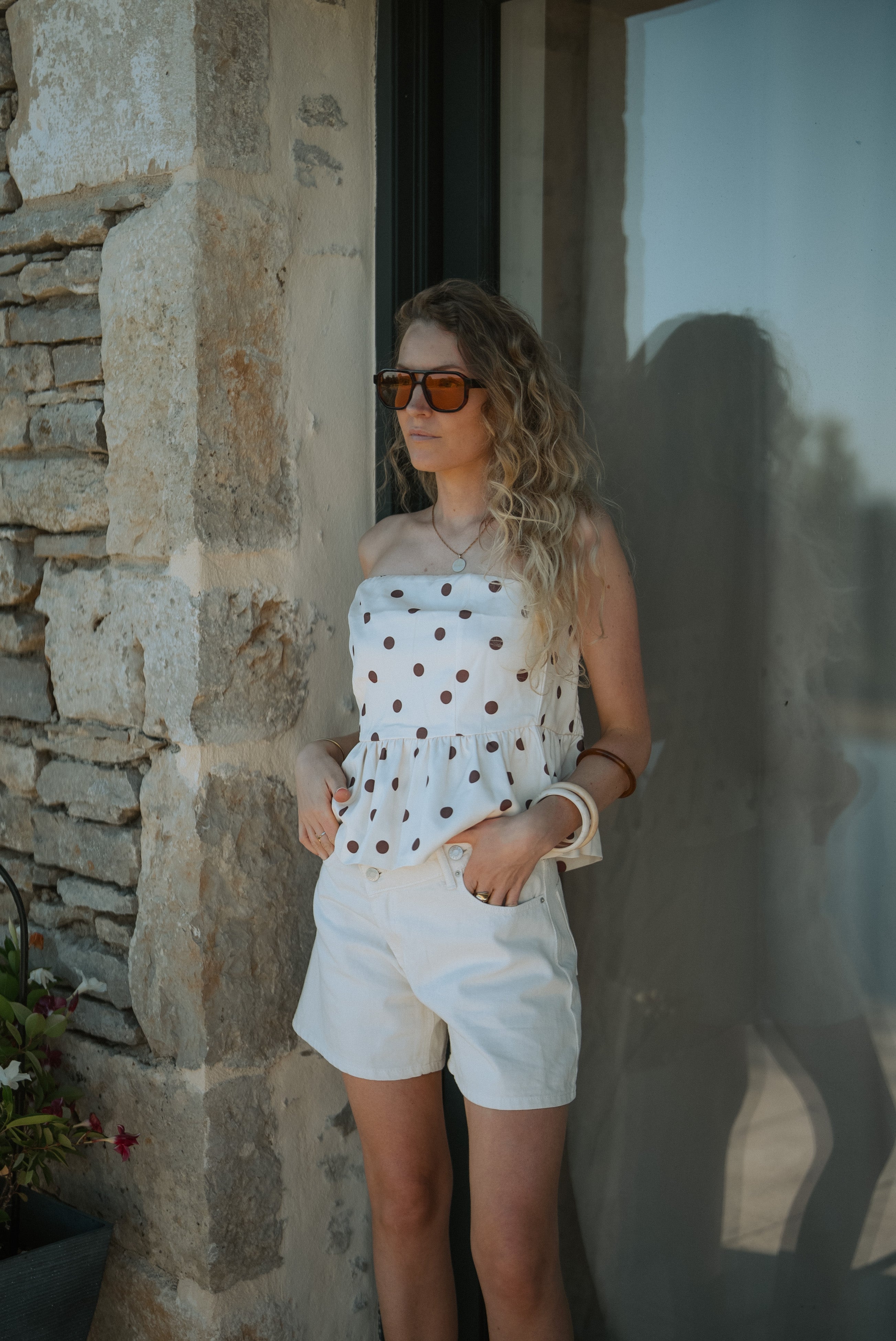 Linéa – Short en coton bouton croisé