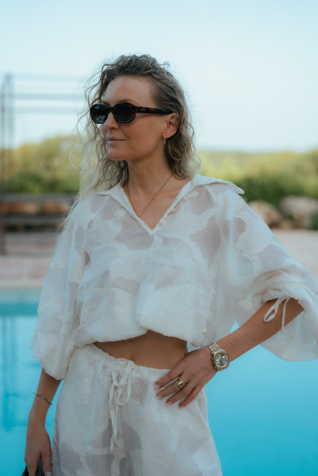 Vénus - Blouse blanche à manches ballon